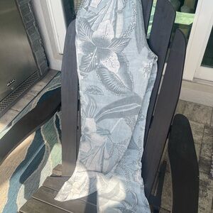 Light Blue Floral print wide leg linen pants